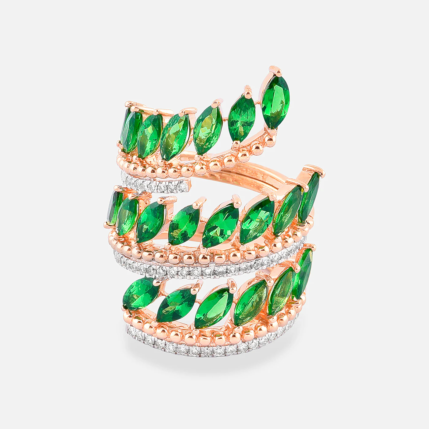 Tsavorite and diamond royal starling ring