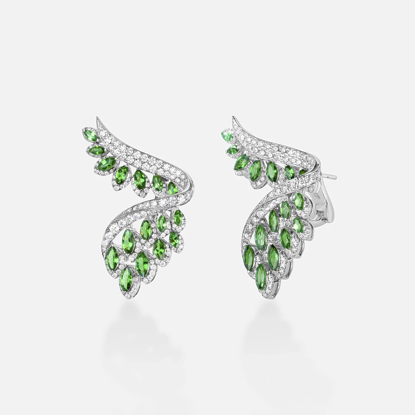 Tsavorite and diamond royal starling earrings