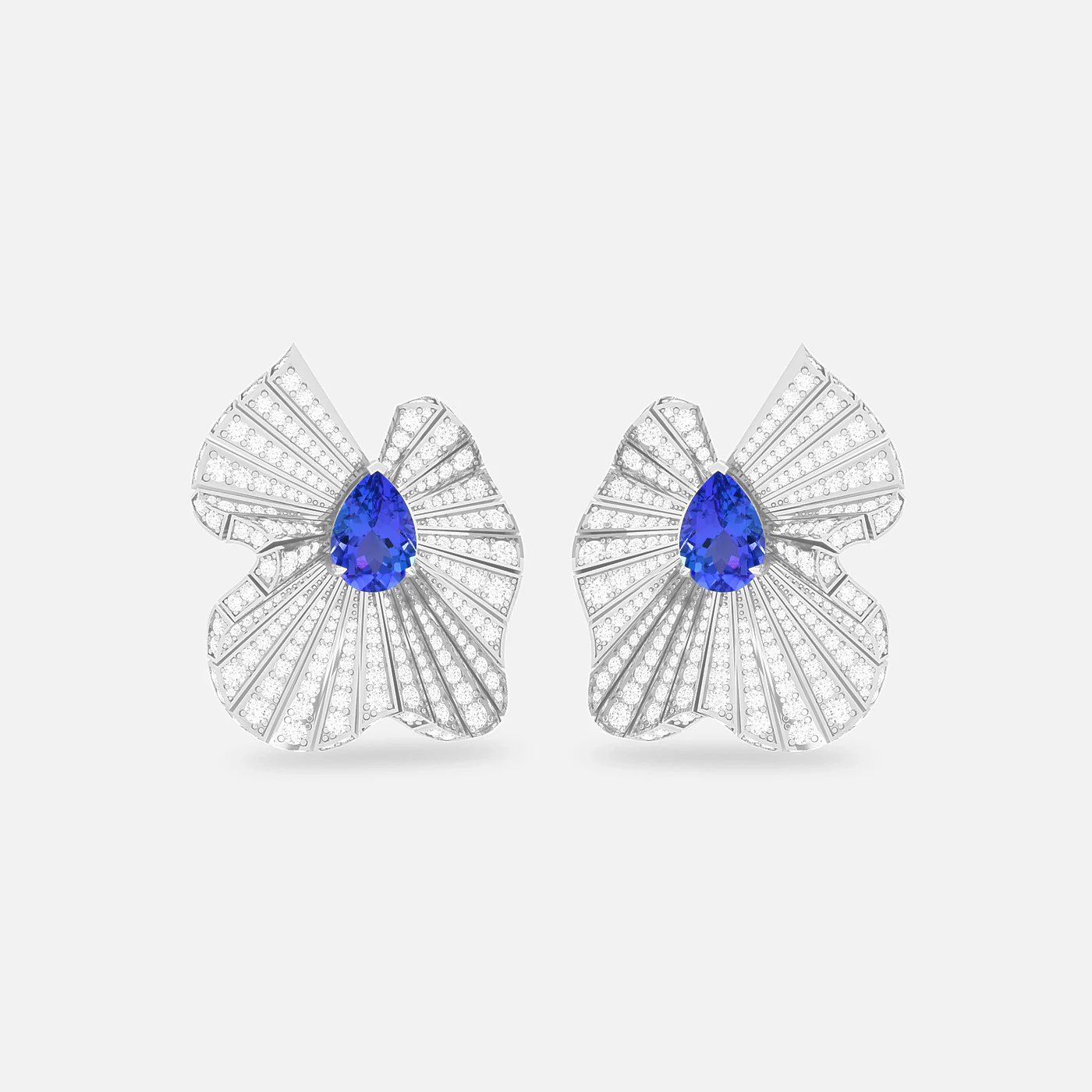 Tanzanite and diamond flare earrings