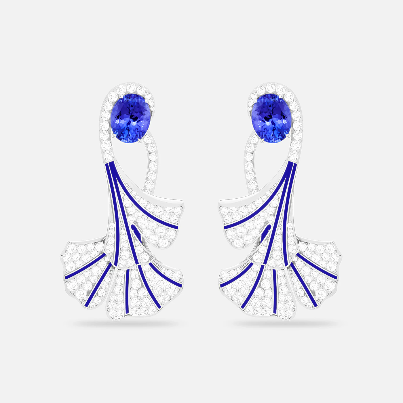 Tanzanite and diamond flare earrings