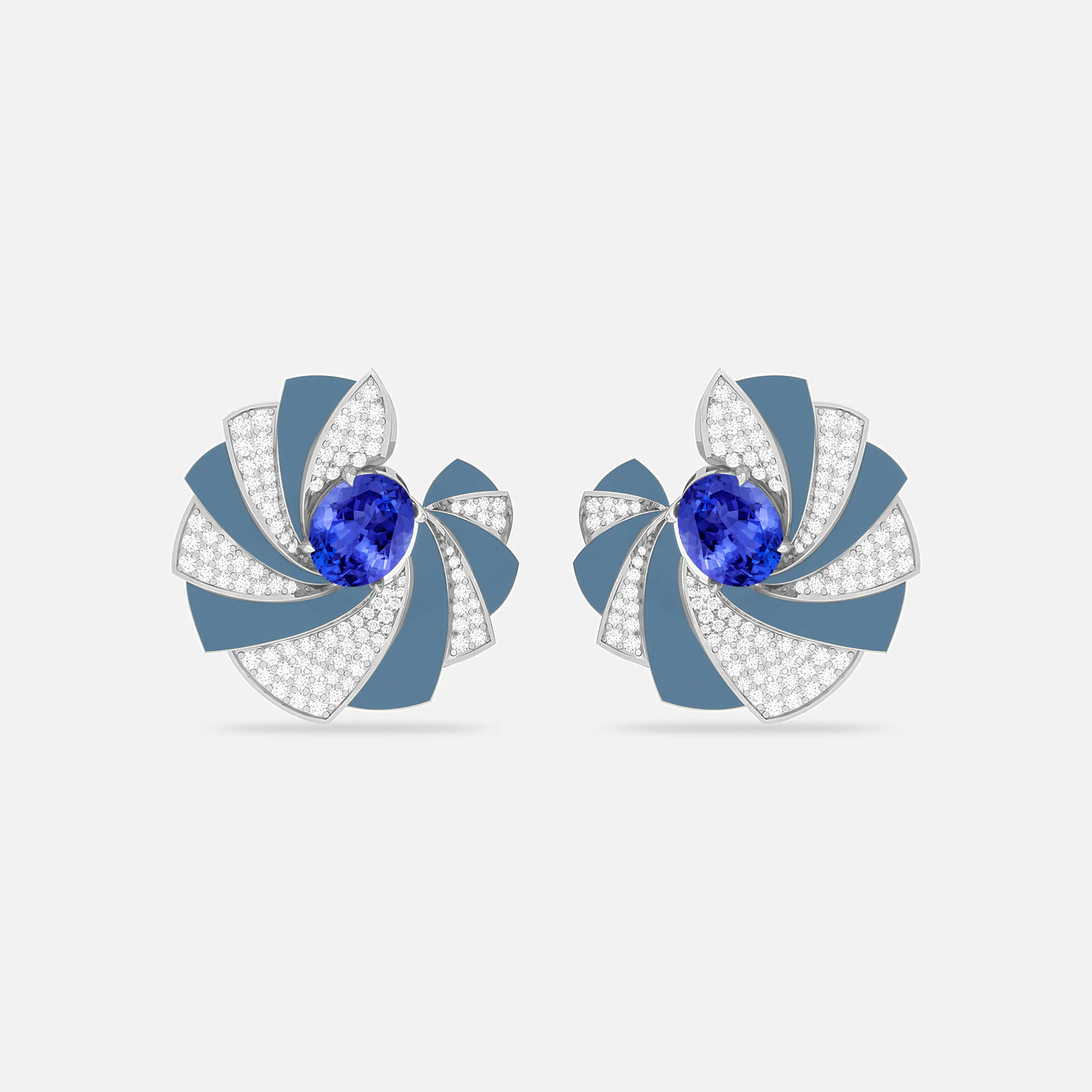 Tanzanite and diamond flare earrings