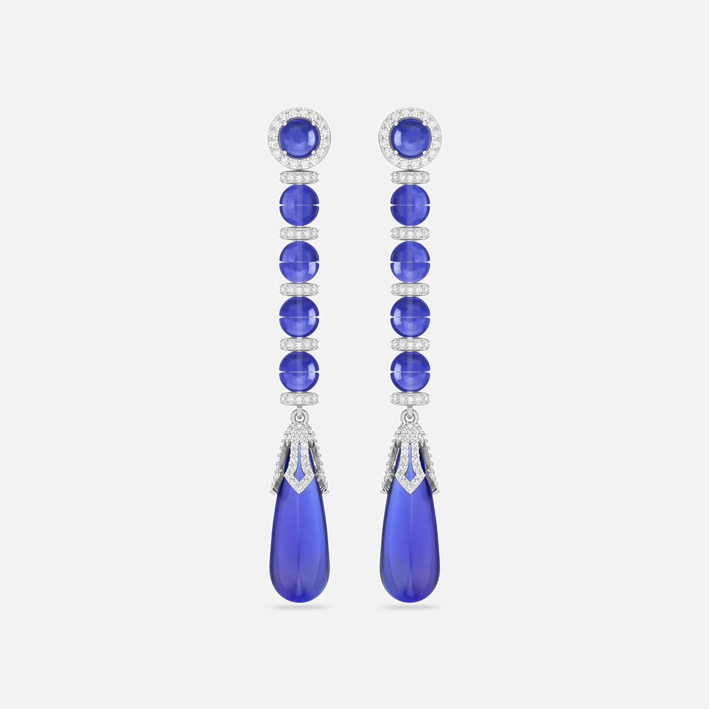 Tanzanite and diamond dome earrings