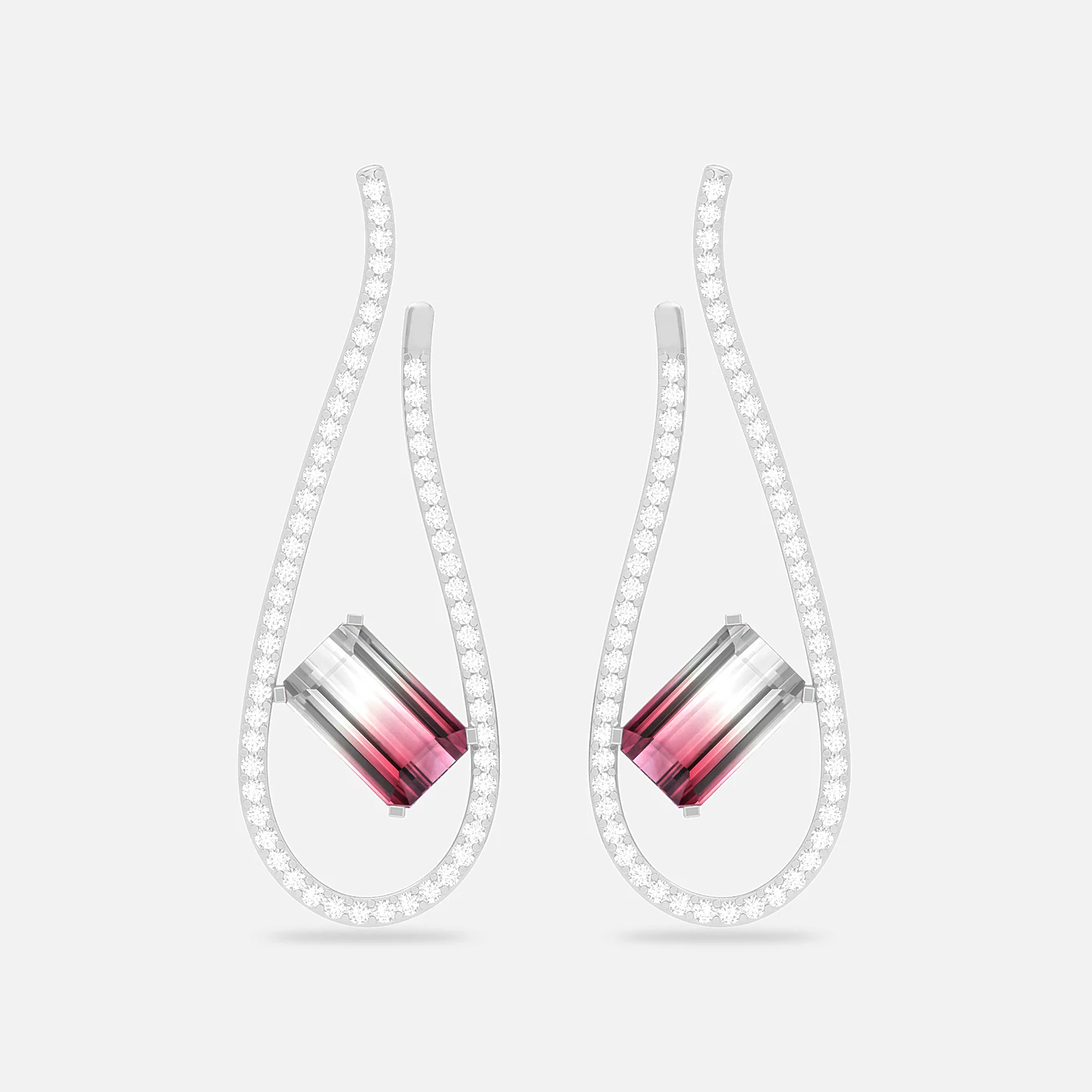 Bi-colour tourmaline and diamond entwine earrings