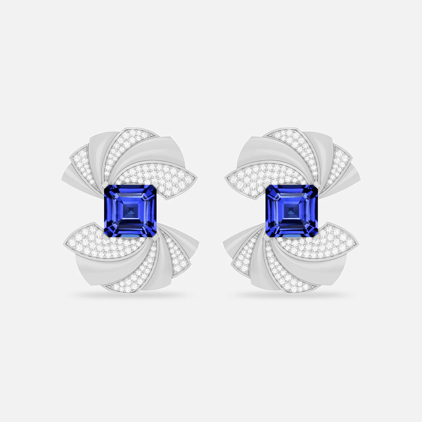 Tanzanite and diamond flare earrings