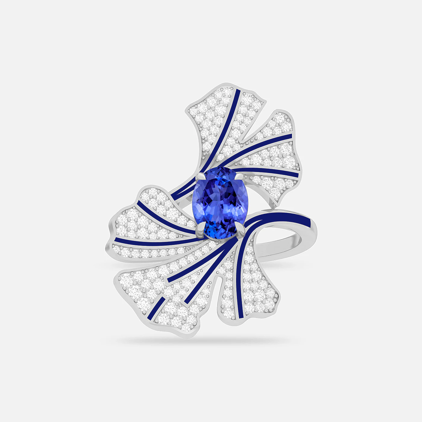 Tanzanite cut and diamond flare ring