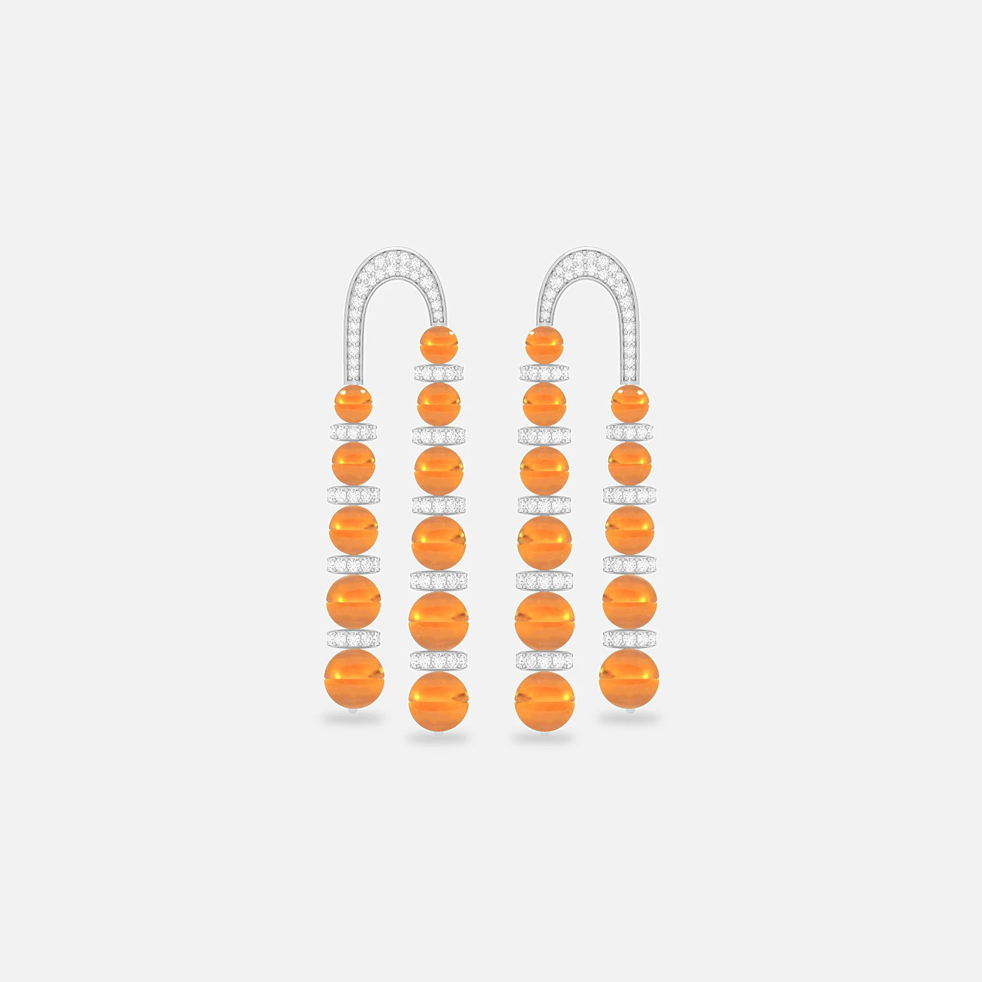 Spessartite and diamond dome earrings