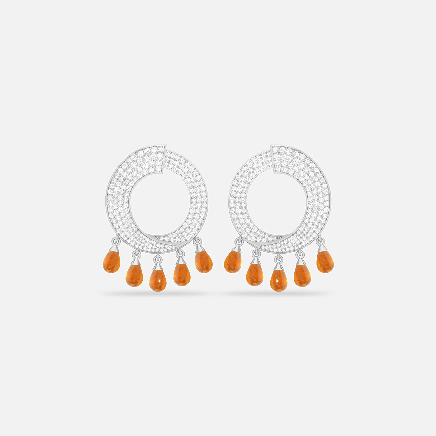 Spessartite and diamond dome earrings