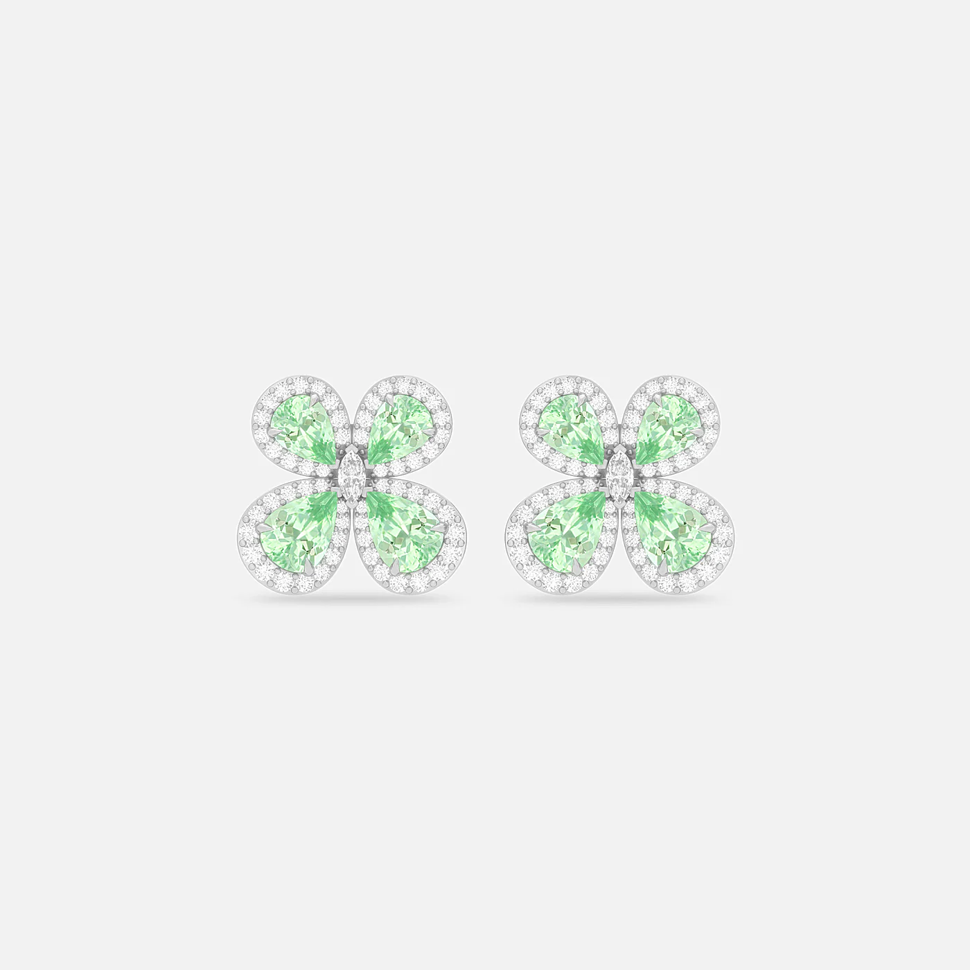 Mint garnet and diamond bloom earring