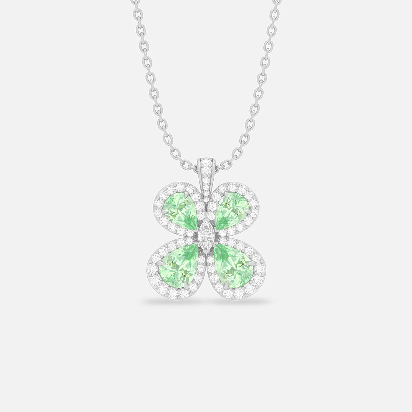 Mint garnet and diamond bloom pendant