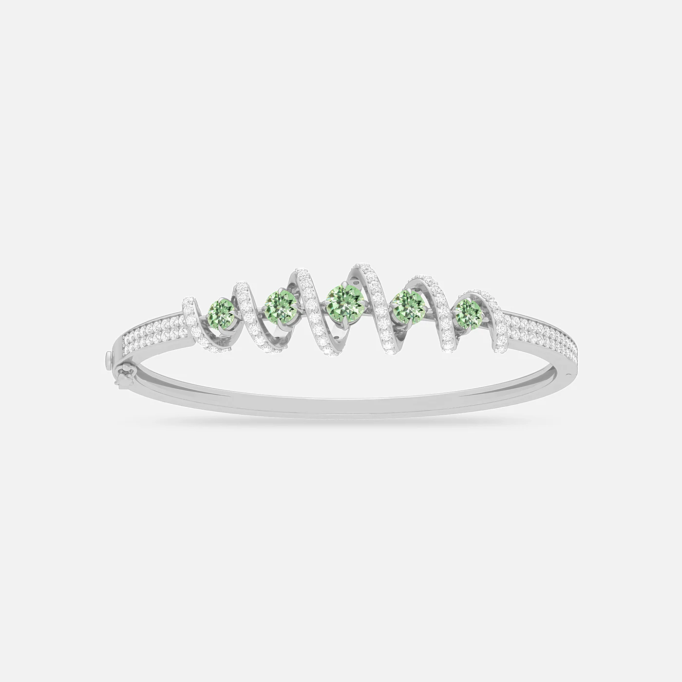 Mint garnet and diamond swirl bracelet