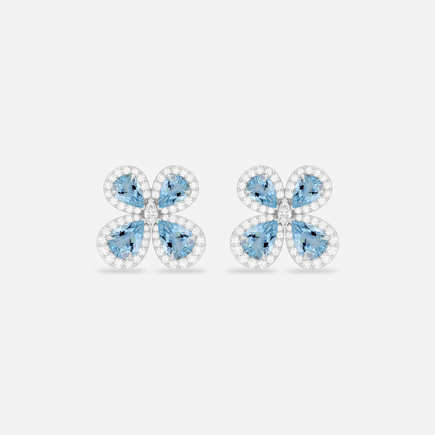 Aquamarine and diamond bloom earring