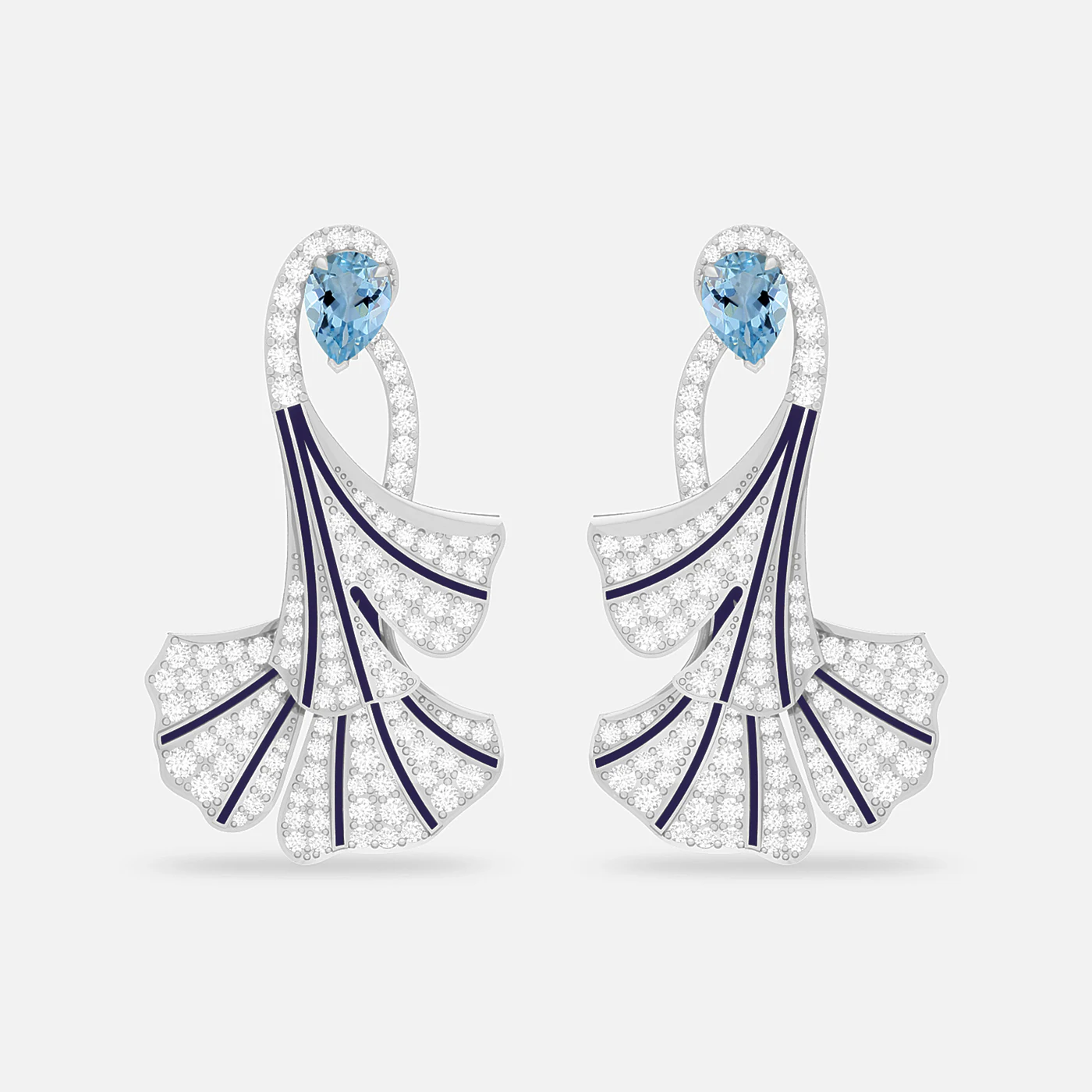 Aquamarine and diamond flare earrings