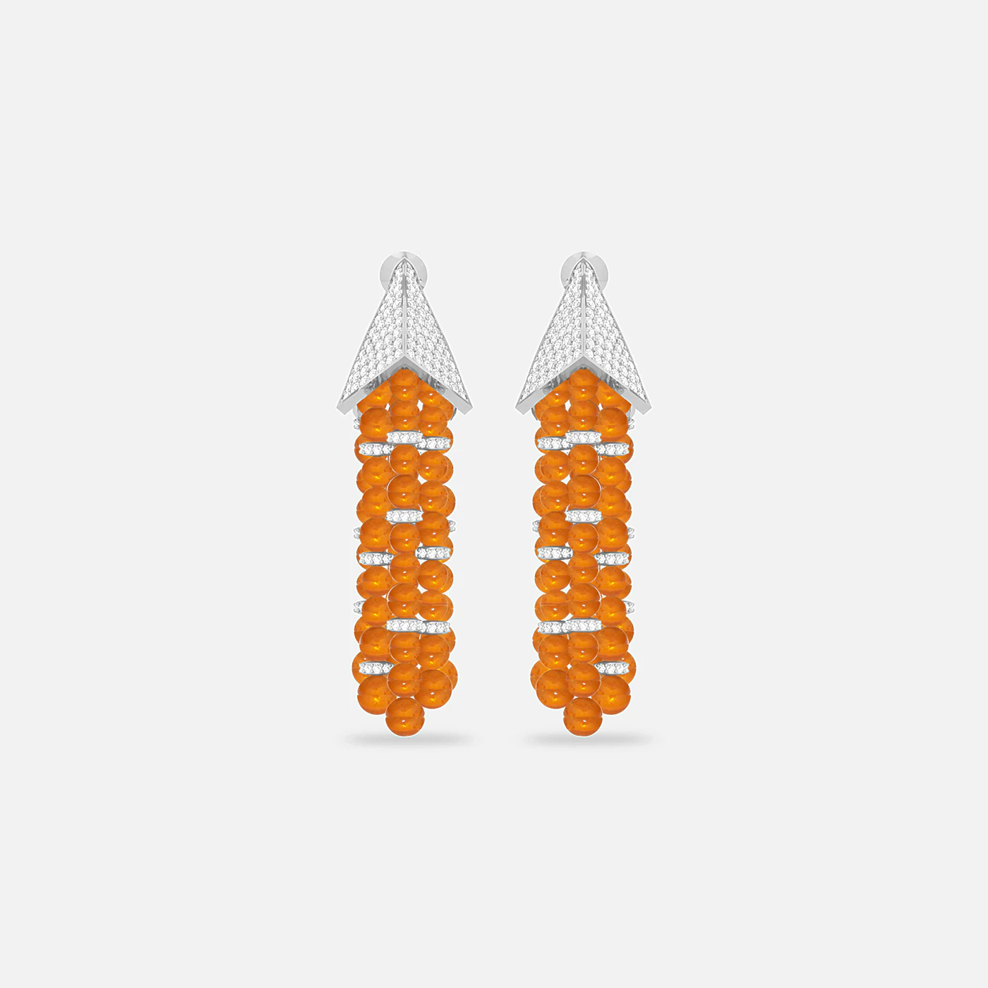 Spessartite and diamond dome earrings
