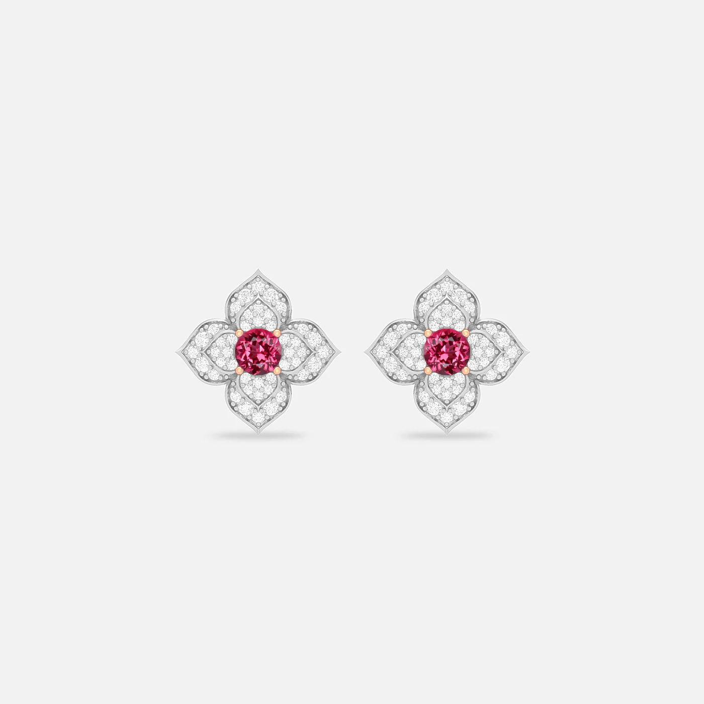 Pink spinel and diamond petal earring