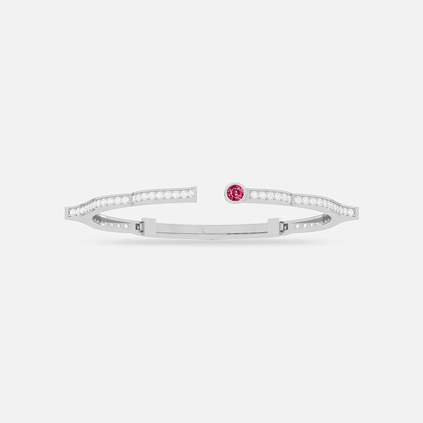 Pink spinel and diamond cuff bracelet