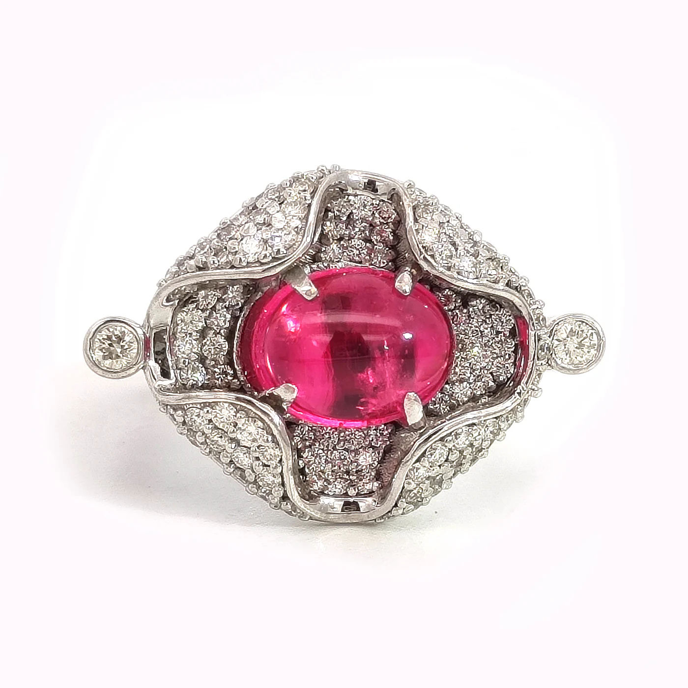 Pink spinel and diamond ring