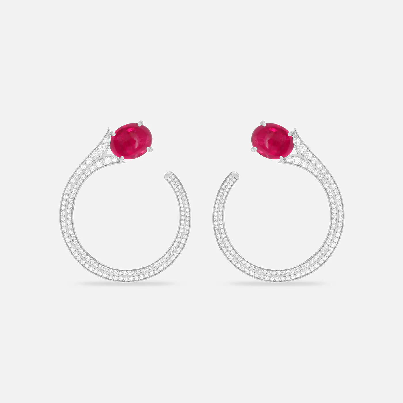 Pink spinel and diamond bud earring
