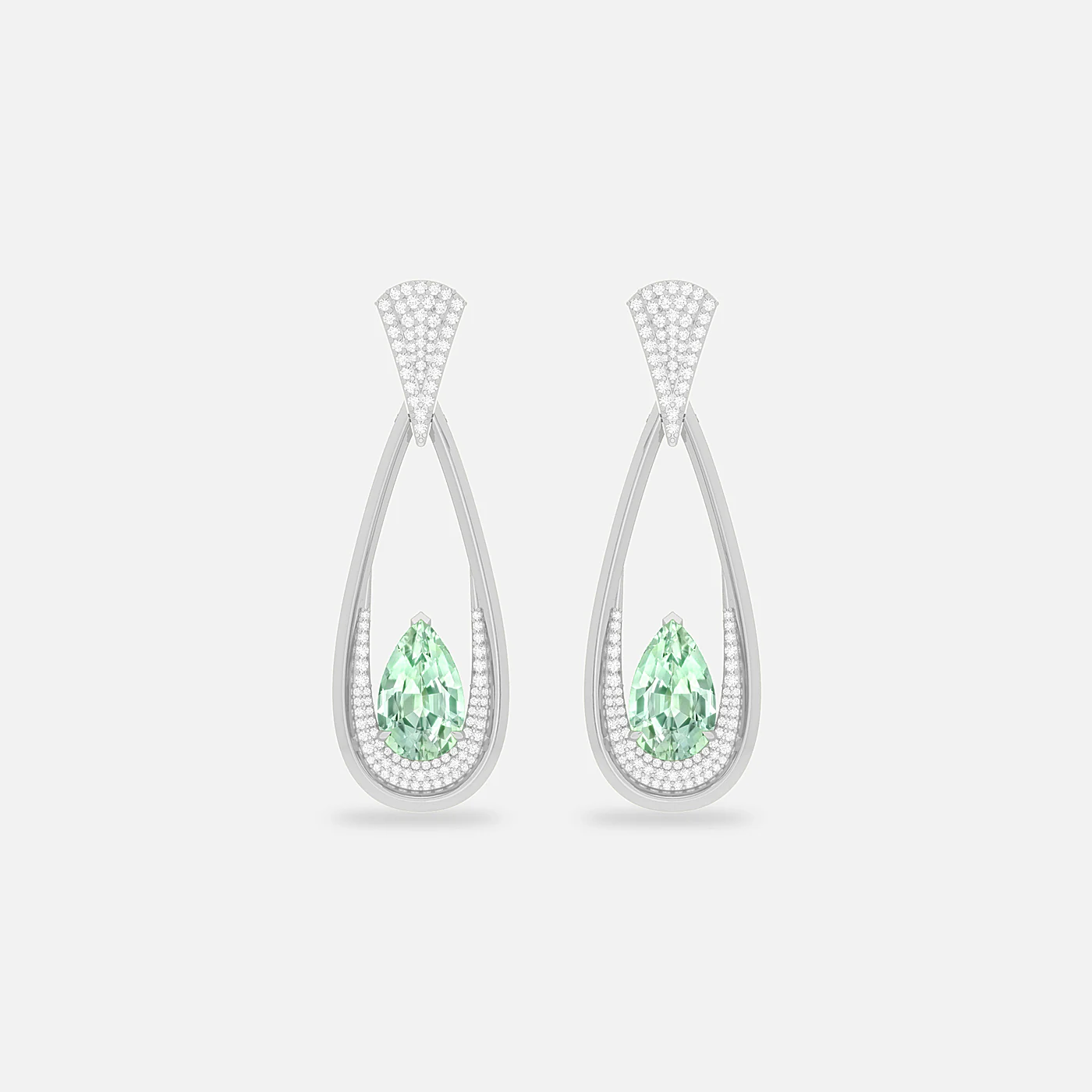 Green tourmaline and diamond entwine earrings