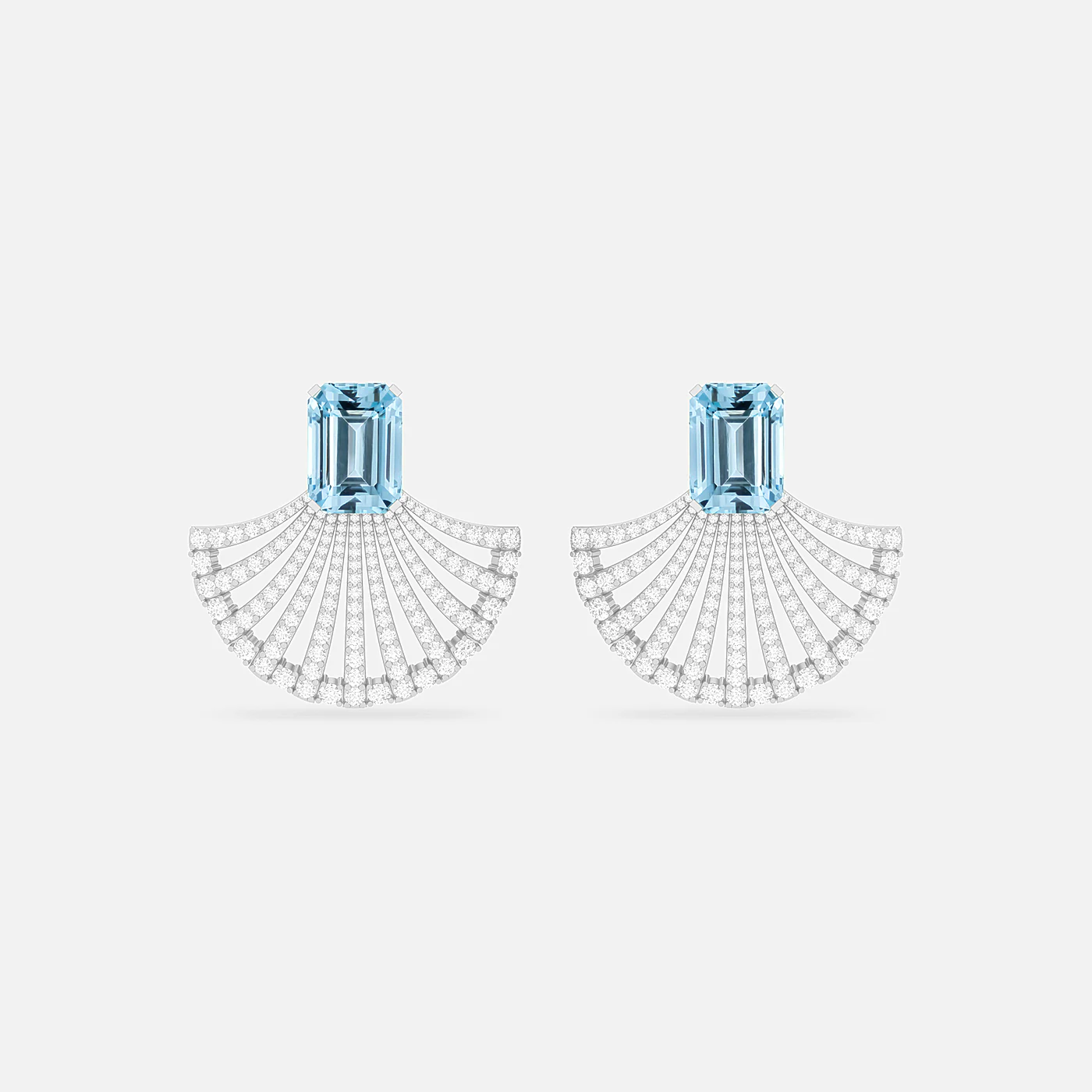 Aquamarine and diamond flare earrings