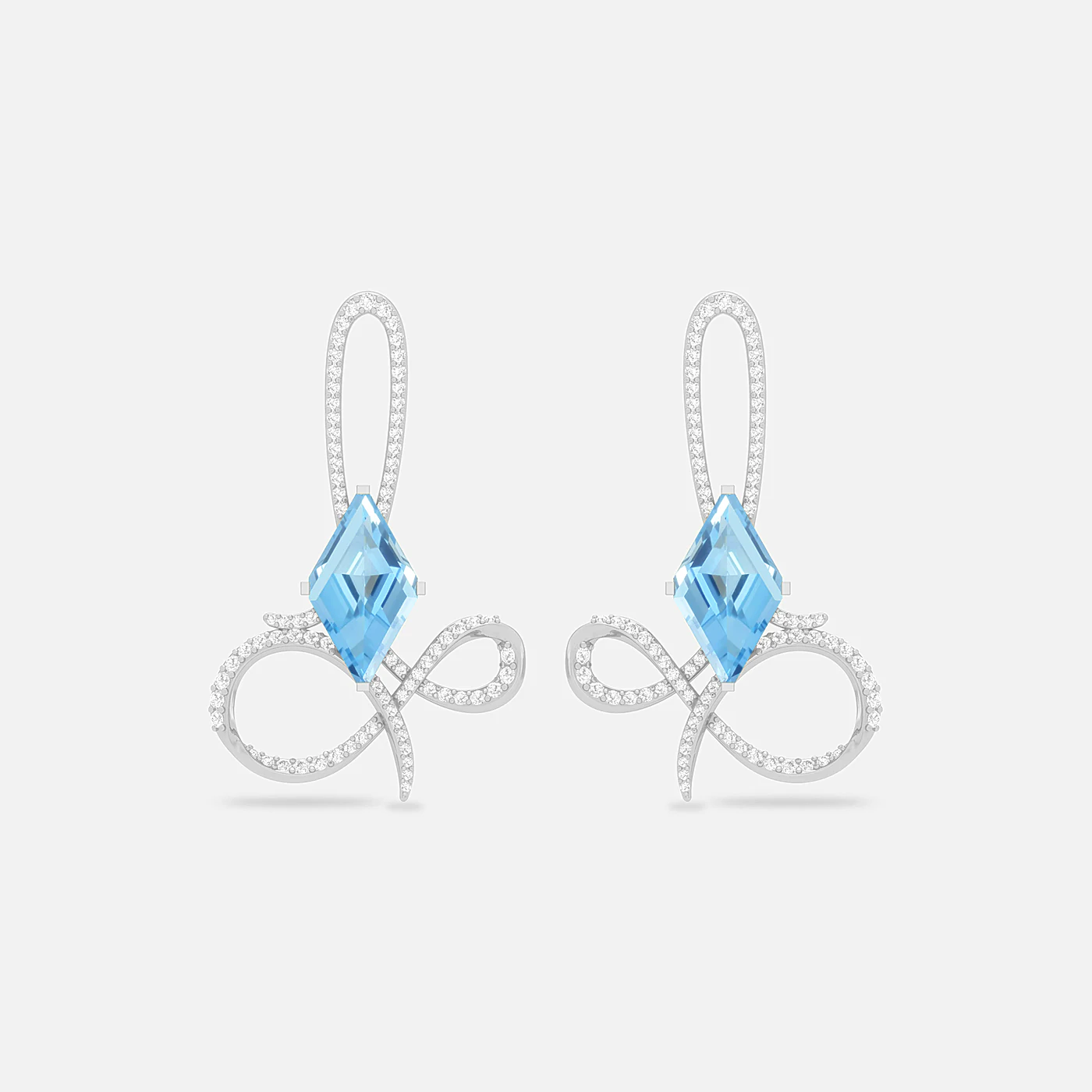 Aquamarine and diamond entwine earrings