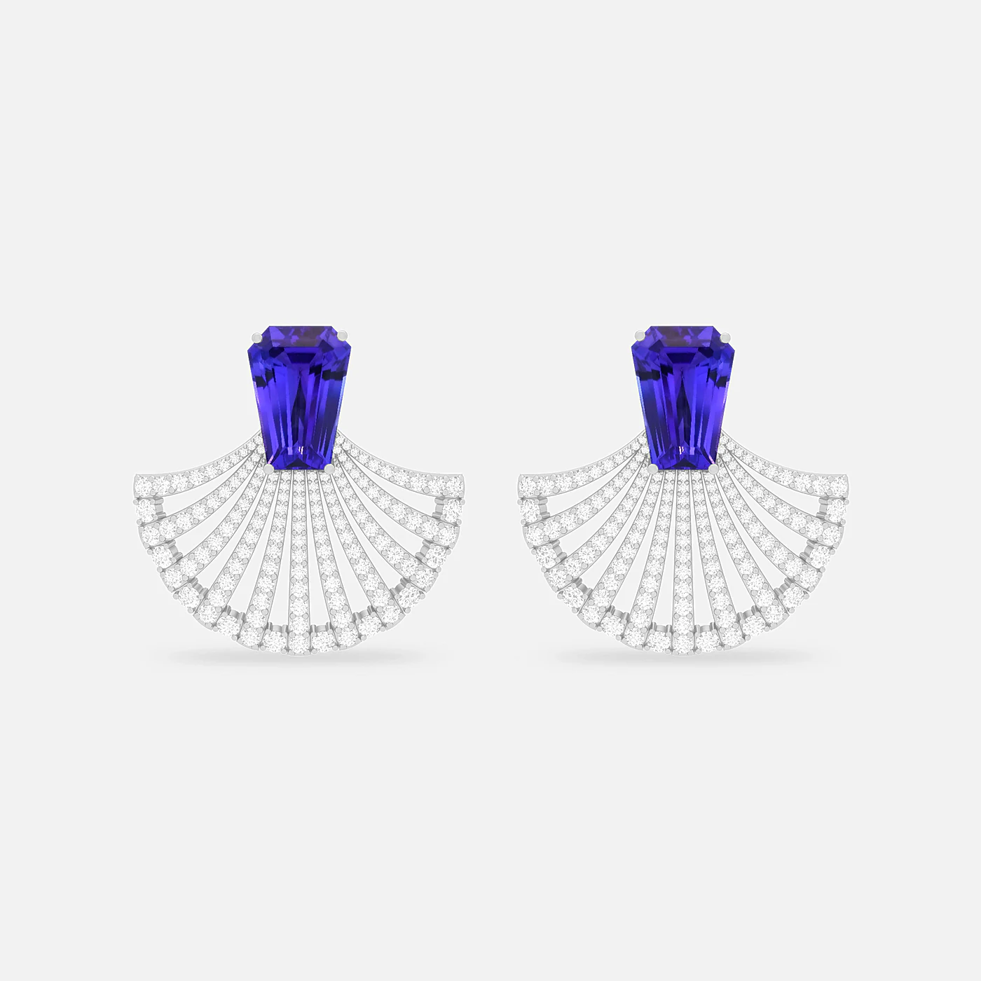 Tanzanite and diamond flare earrings
