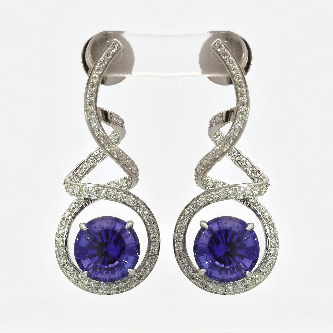 Tanzanite and diamond entwine earrings