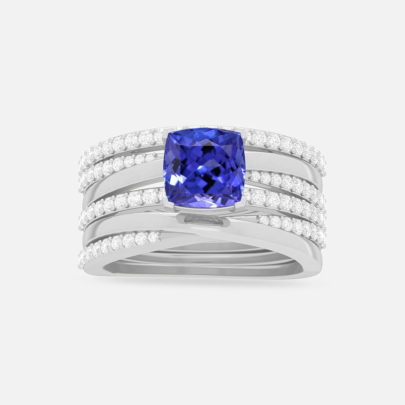 Tanzanite and diamond spectrum ring