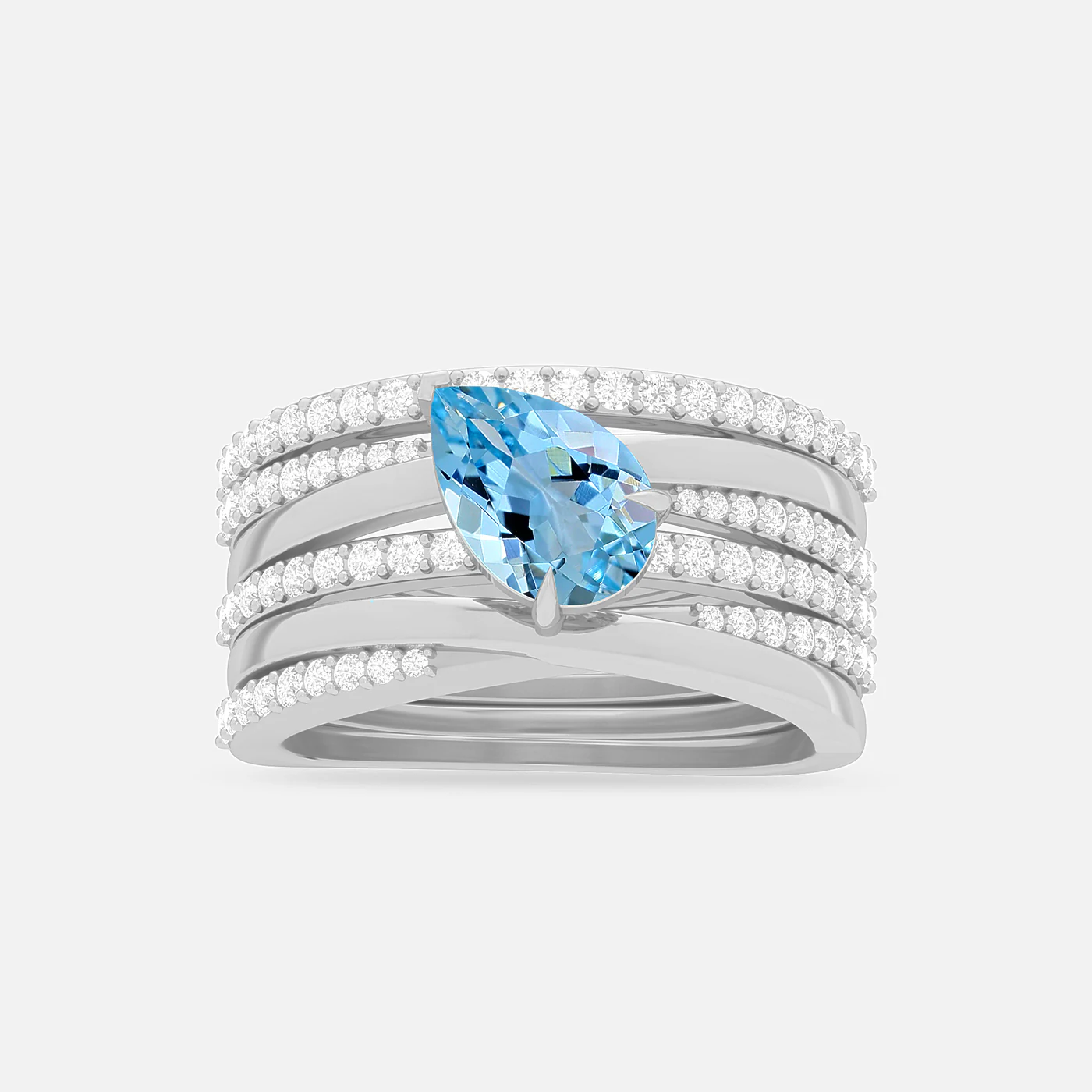 Aquamarine and diamond spectrum ring
