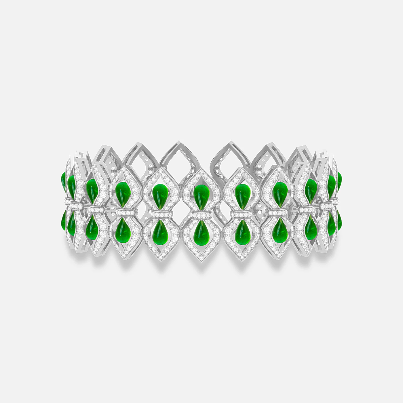 Tsavorite and diamond dome bangle