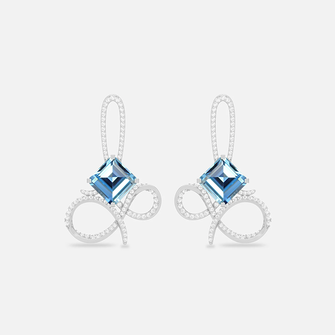 Aquamarine and diamond entwine earrings