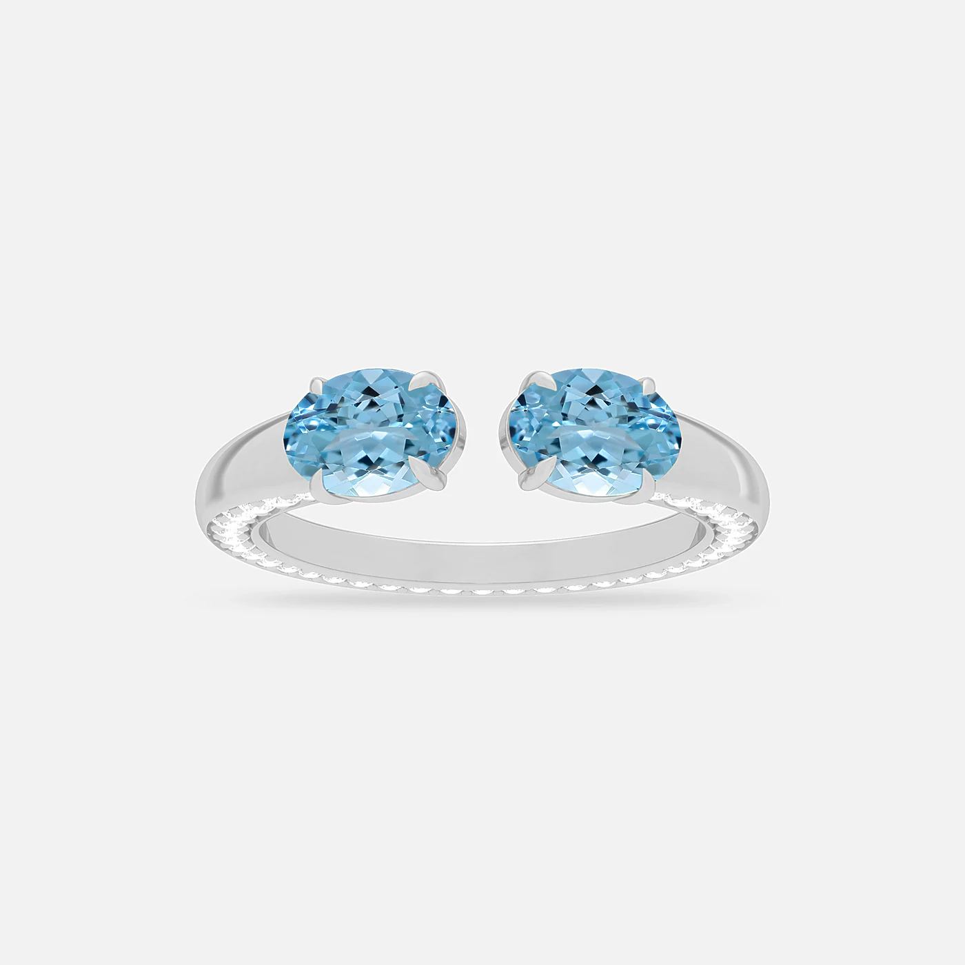 Aquamarine and diamond spectrum ring