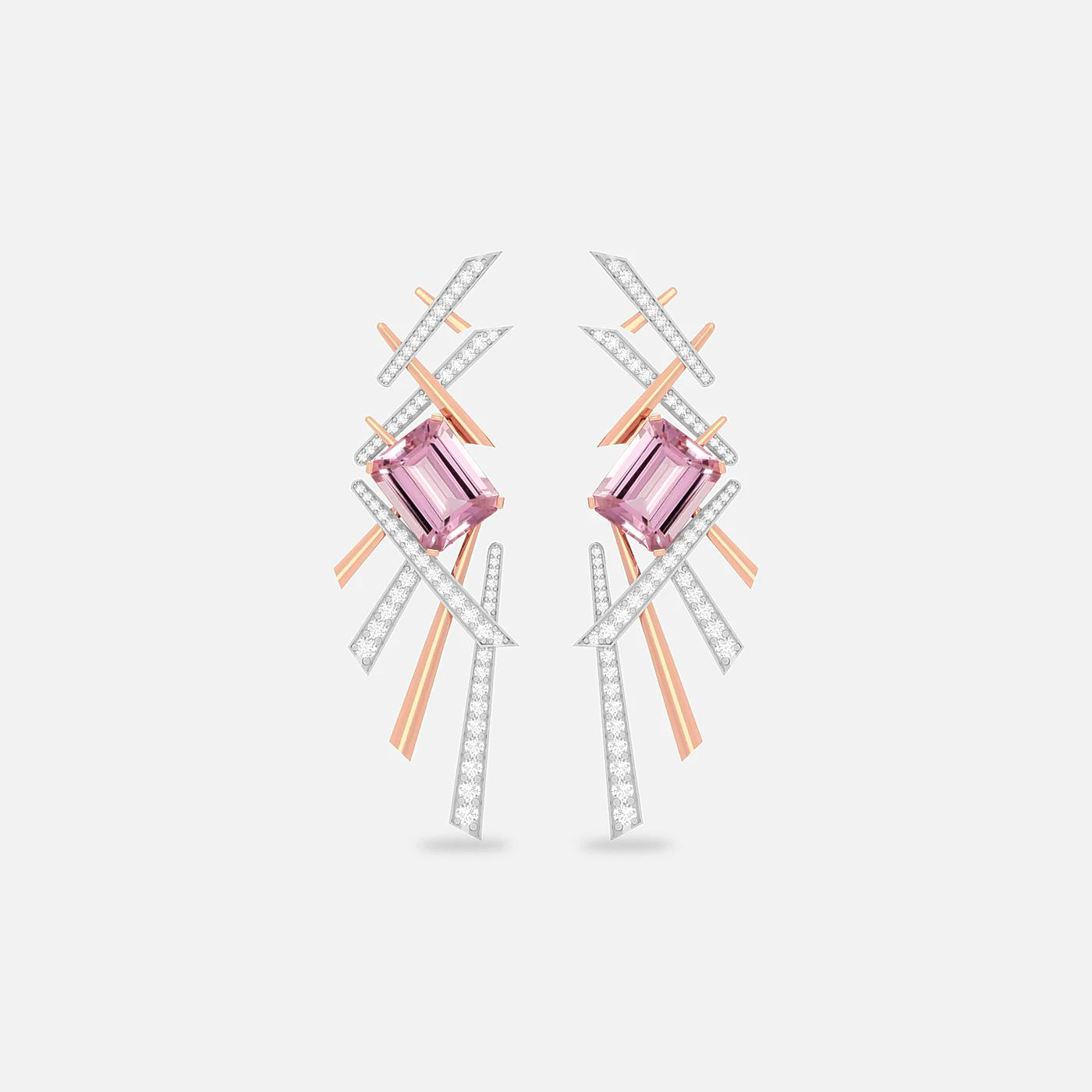 Morganite and diamond flare earrings