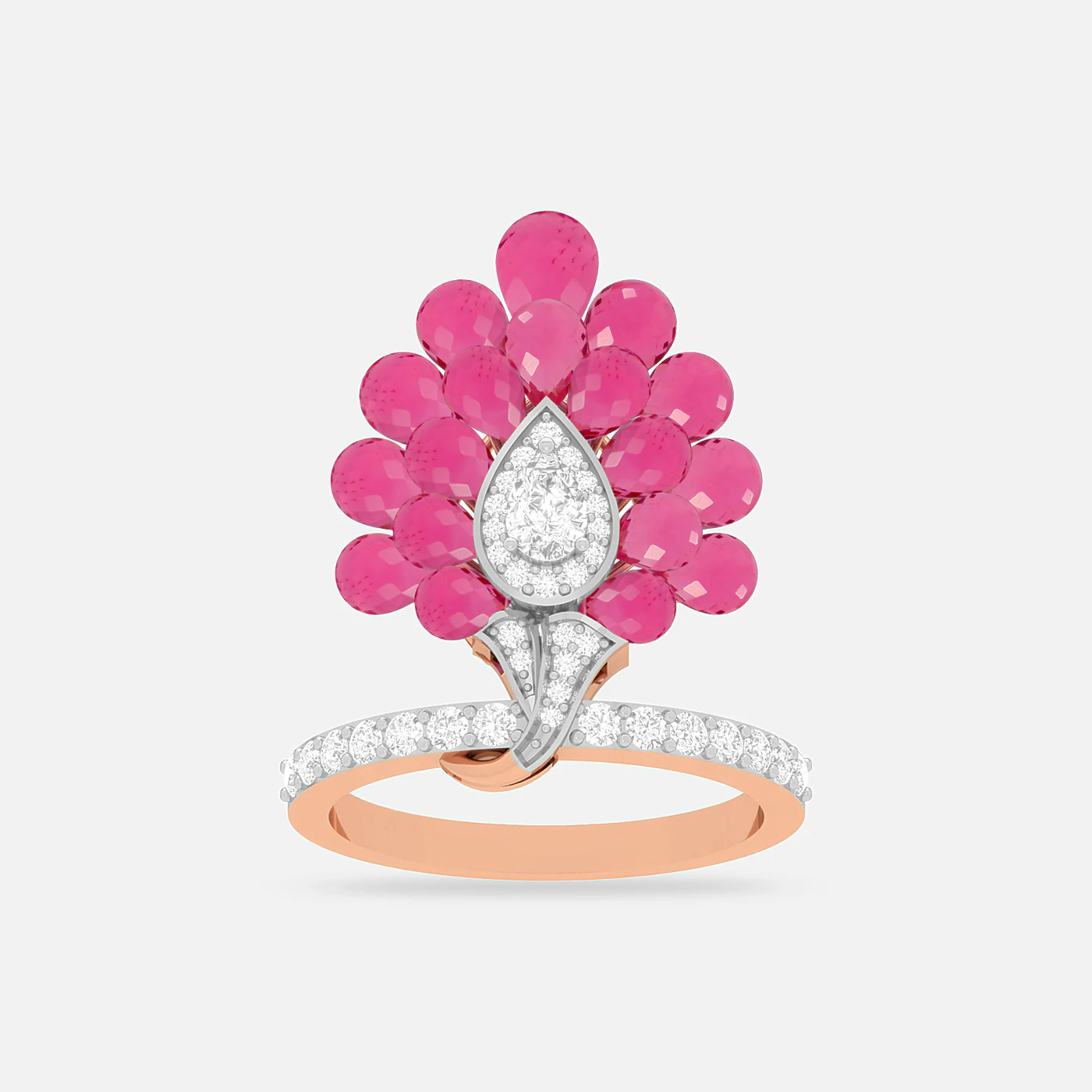Pink spinel and diamond dome ring