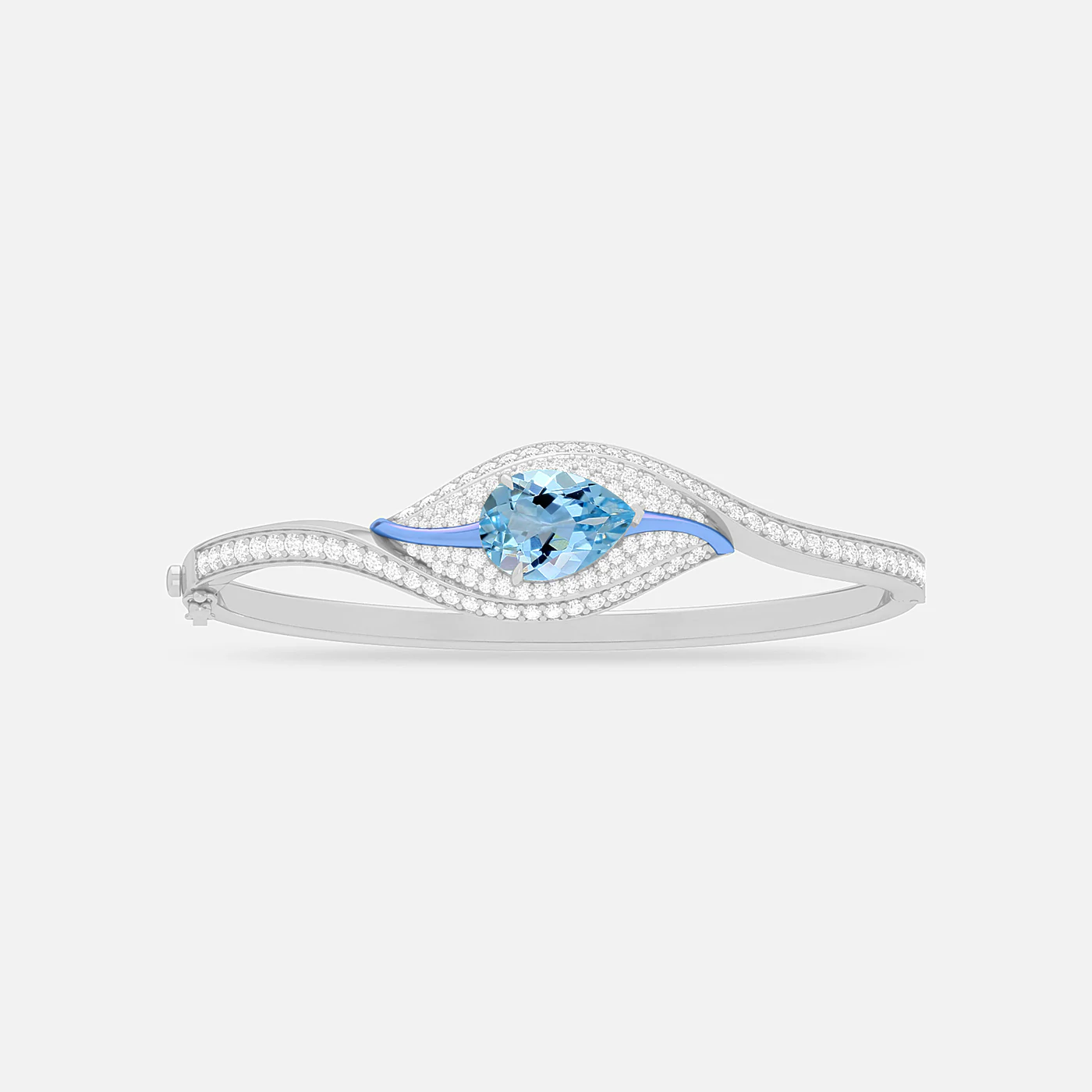 Aquamarine and diamond tide bangle