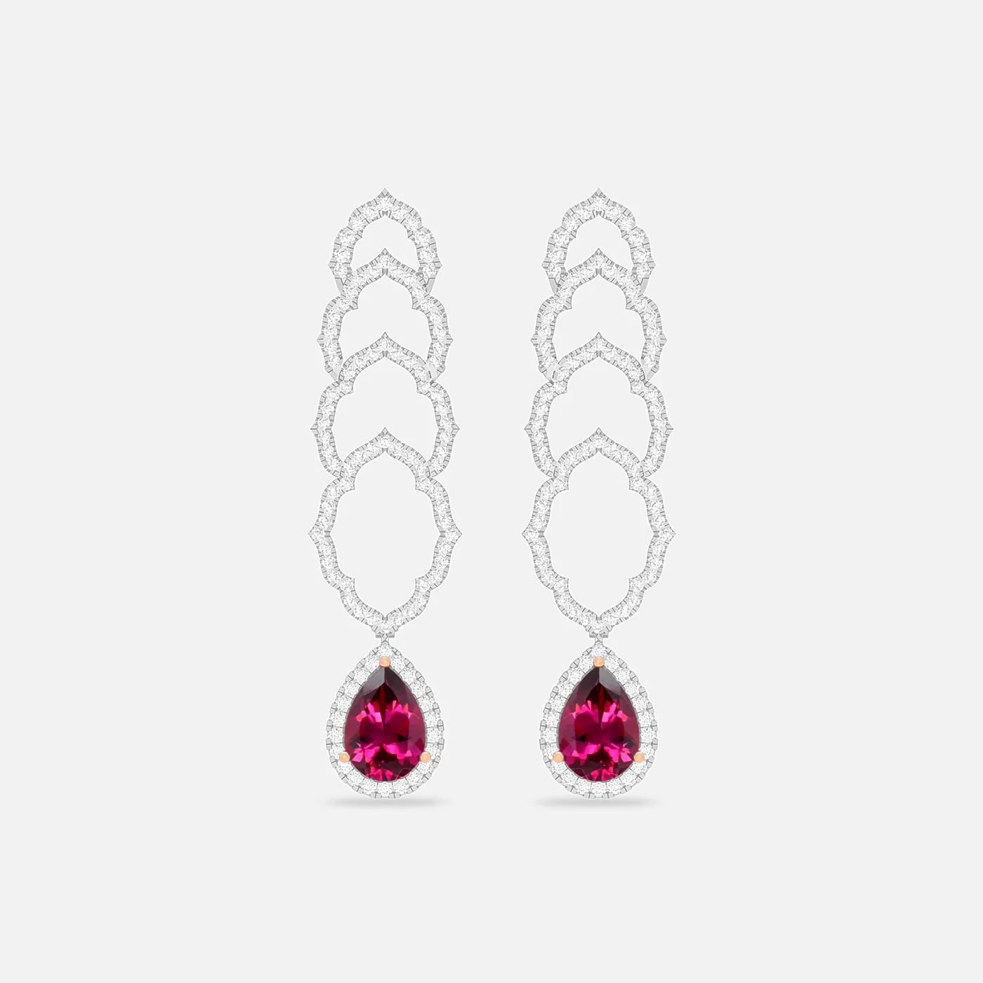 Rose rhodolite and diamond danglers