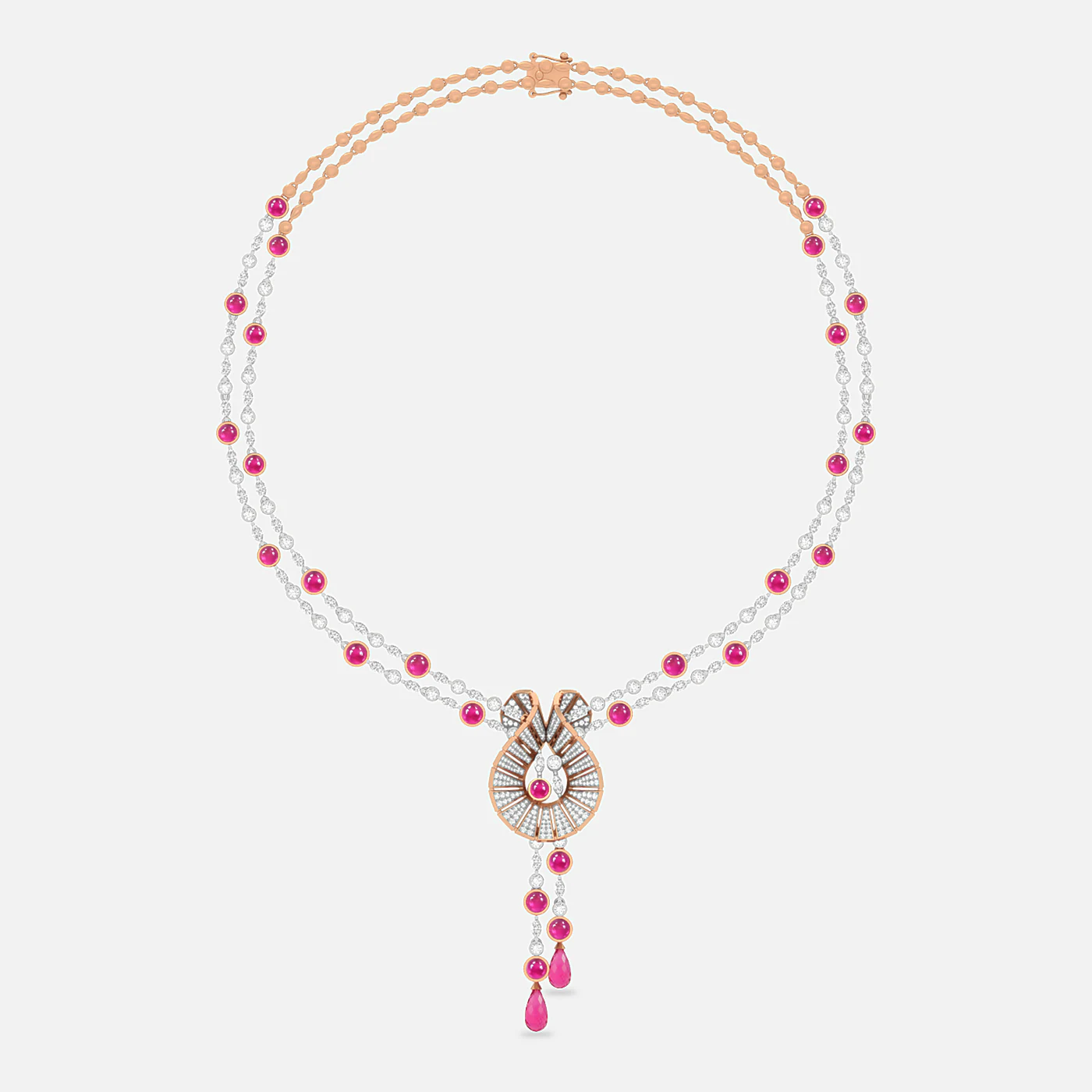 Pink spinel and diamond flare necklace