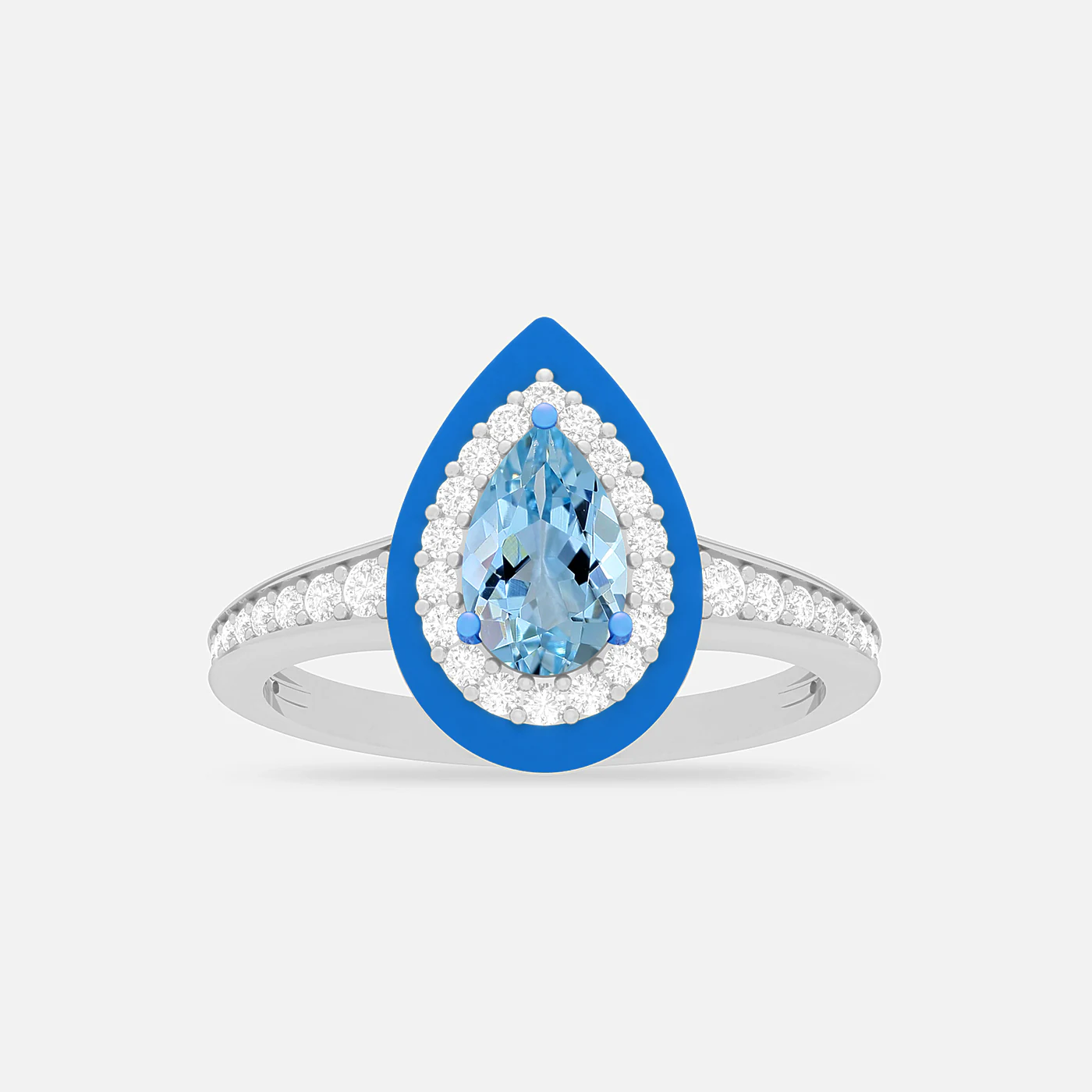 Aquamarine and diamond spectrum ring