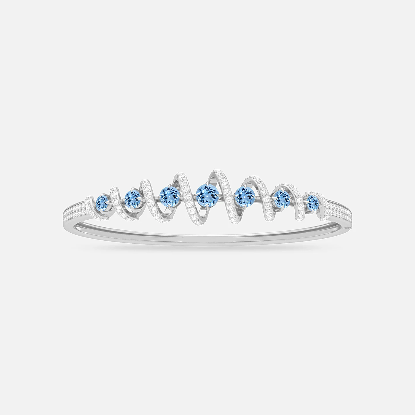Aquamarine and diamond swirl bracelet