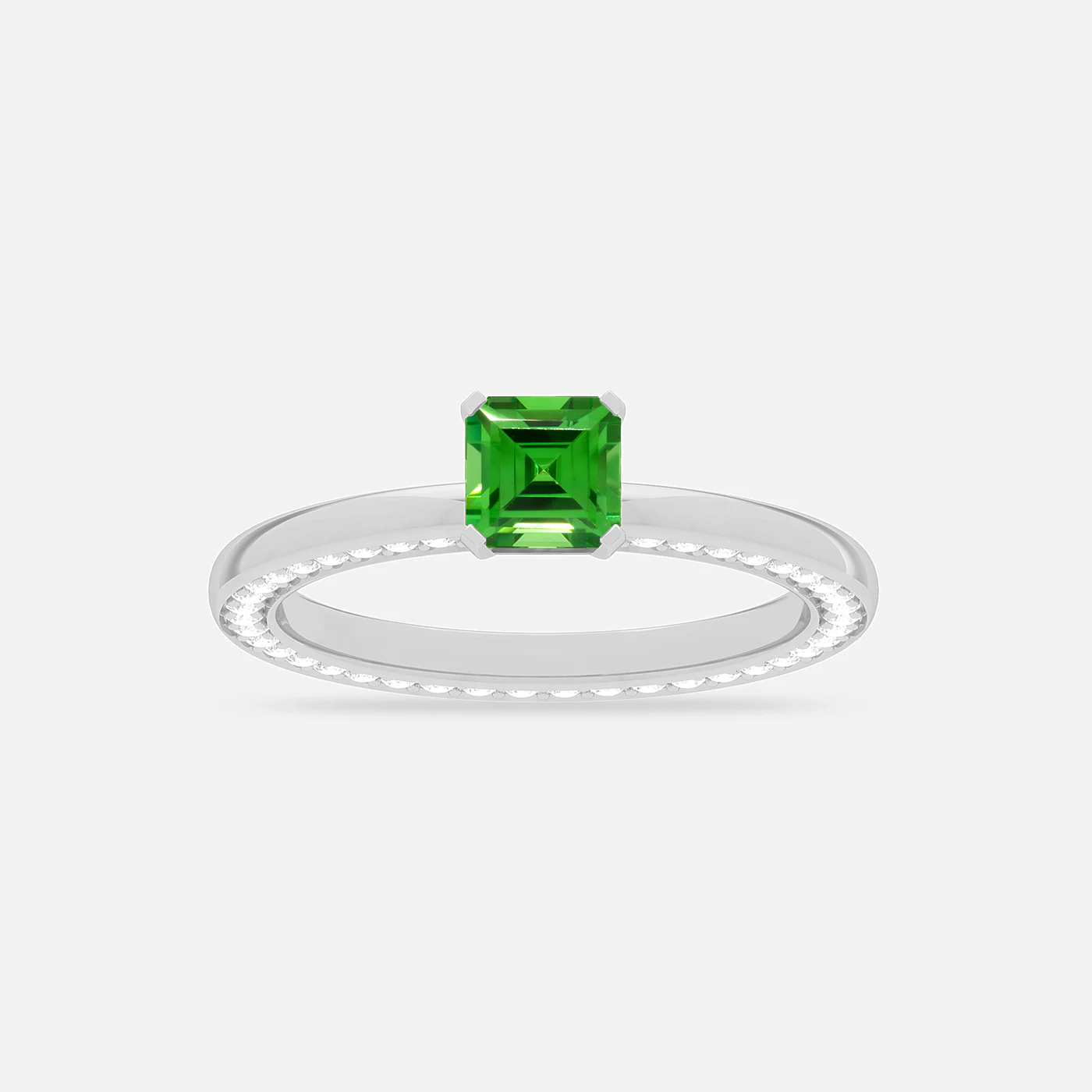 Tsavorite and diamond spectrum ring