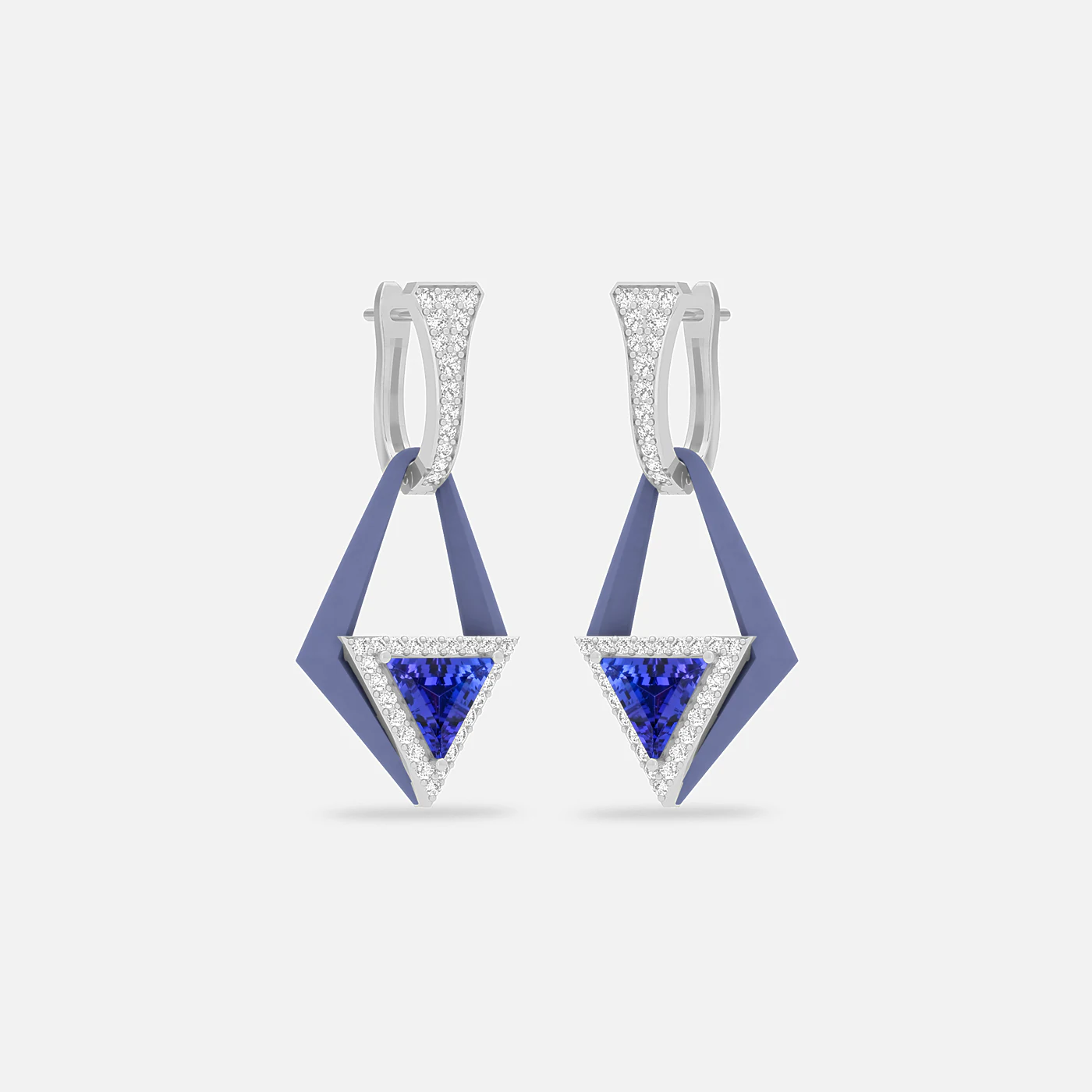 Tanzanite and diamond spectrum earrings