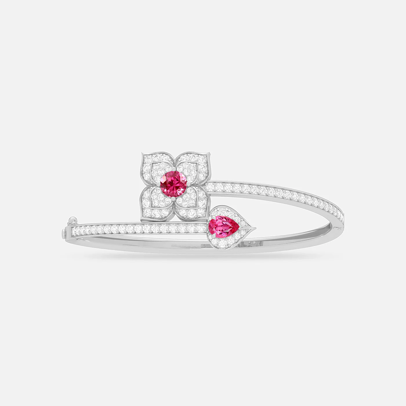 Pink spinel and diamond petal bracelet