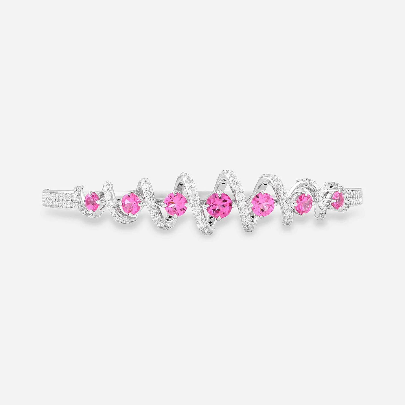 Pink spinel and diamond swirl bracelet
