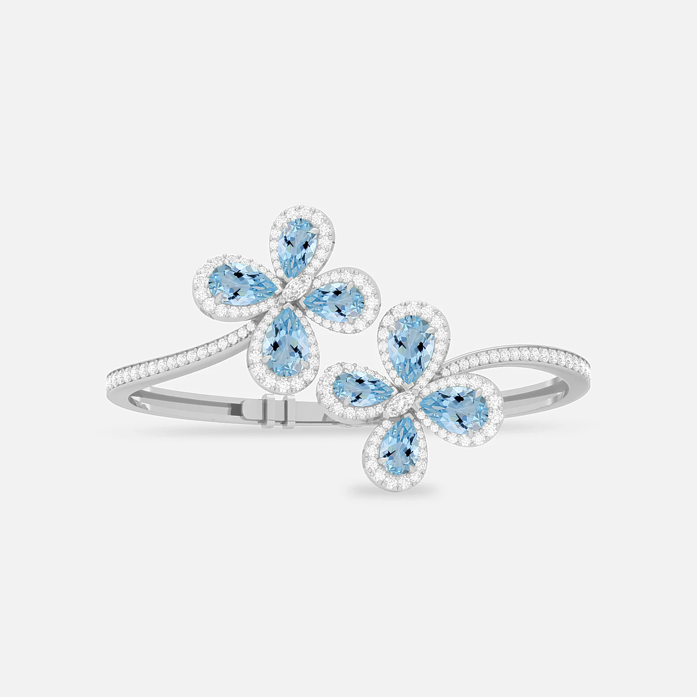 Aquamarine and diamond bloom bracelet
