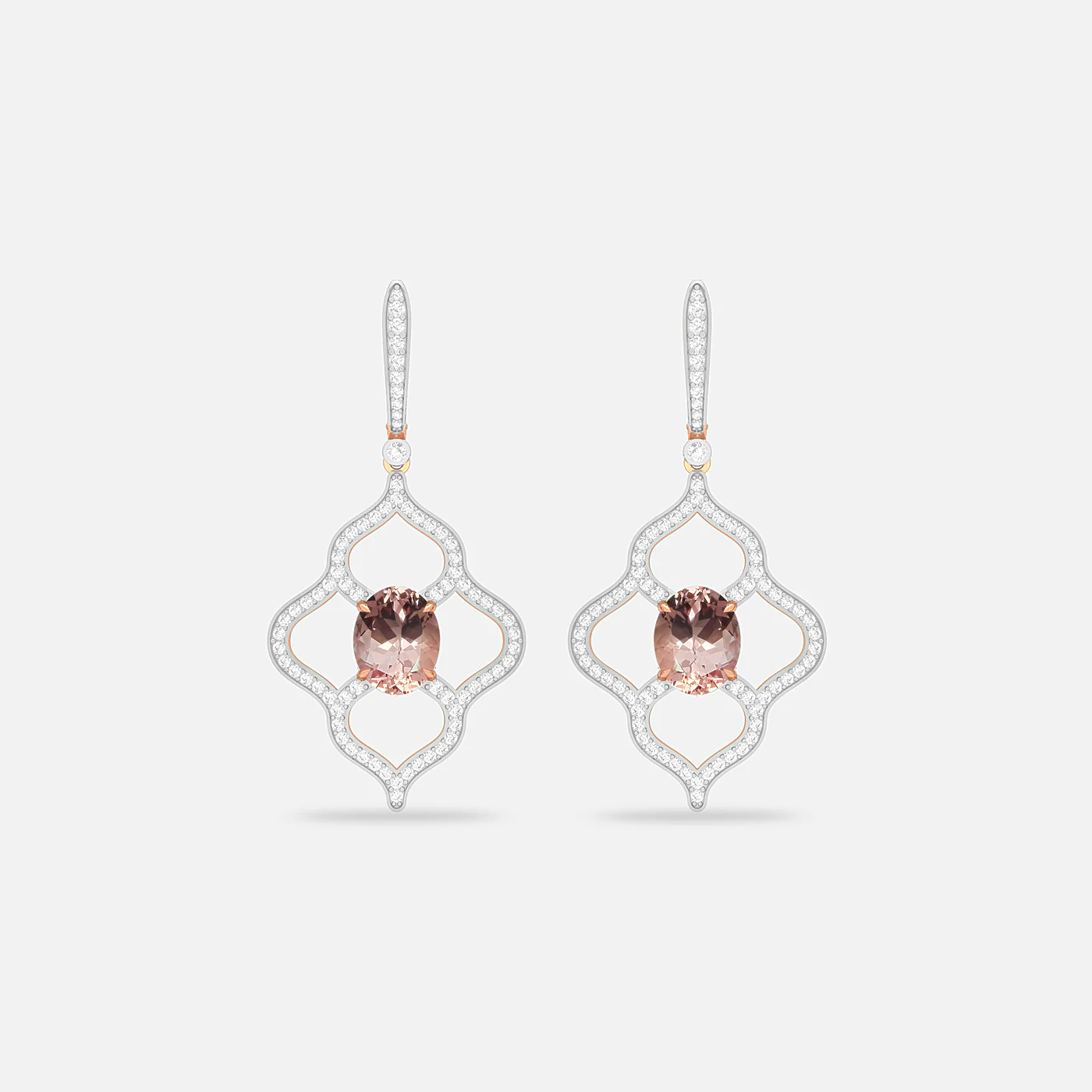 Morganite and diamond danglers