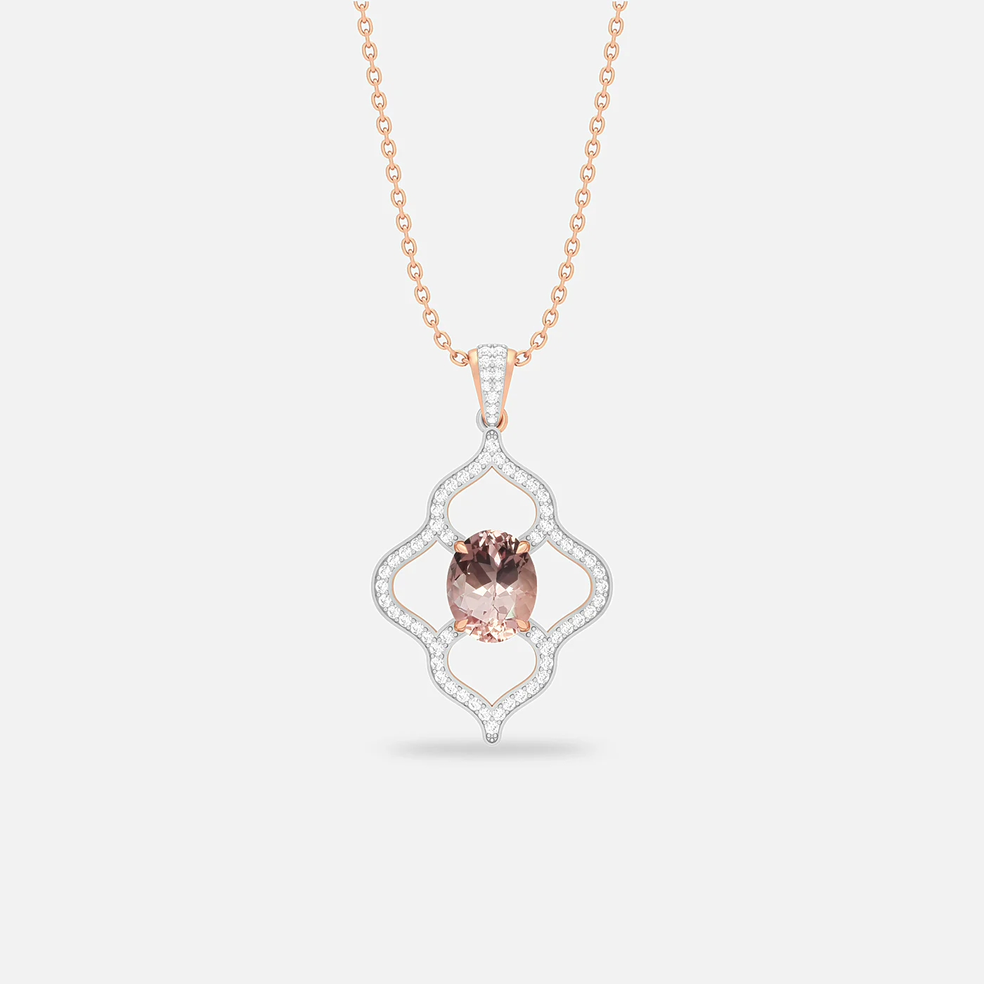 Morganite and diamond pendant