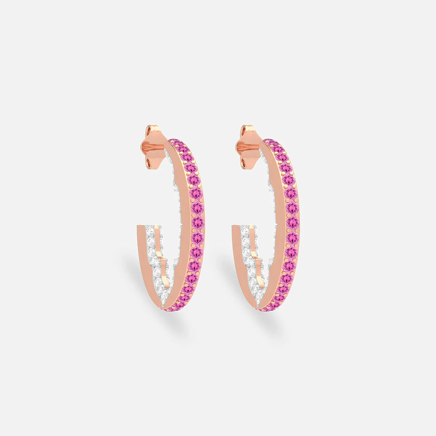 Pink spinel and diamond hoop
