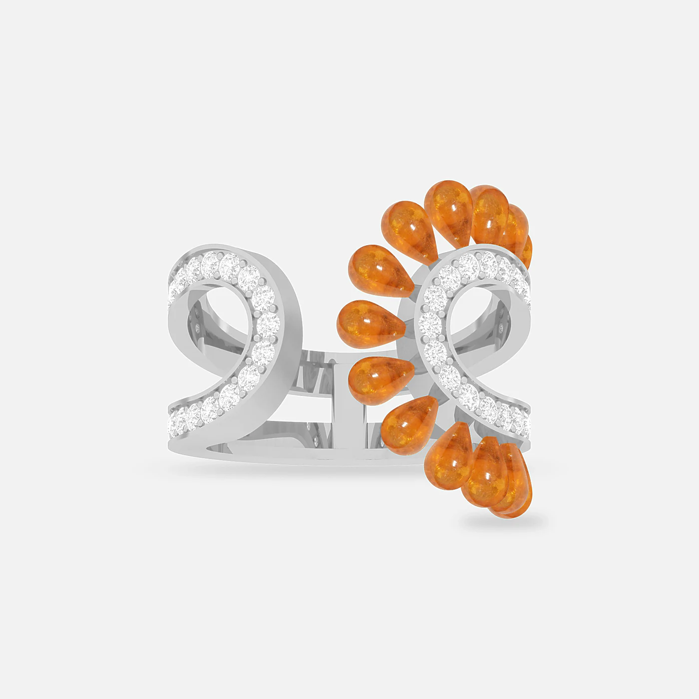 Spessartite and diamond dome ring