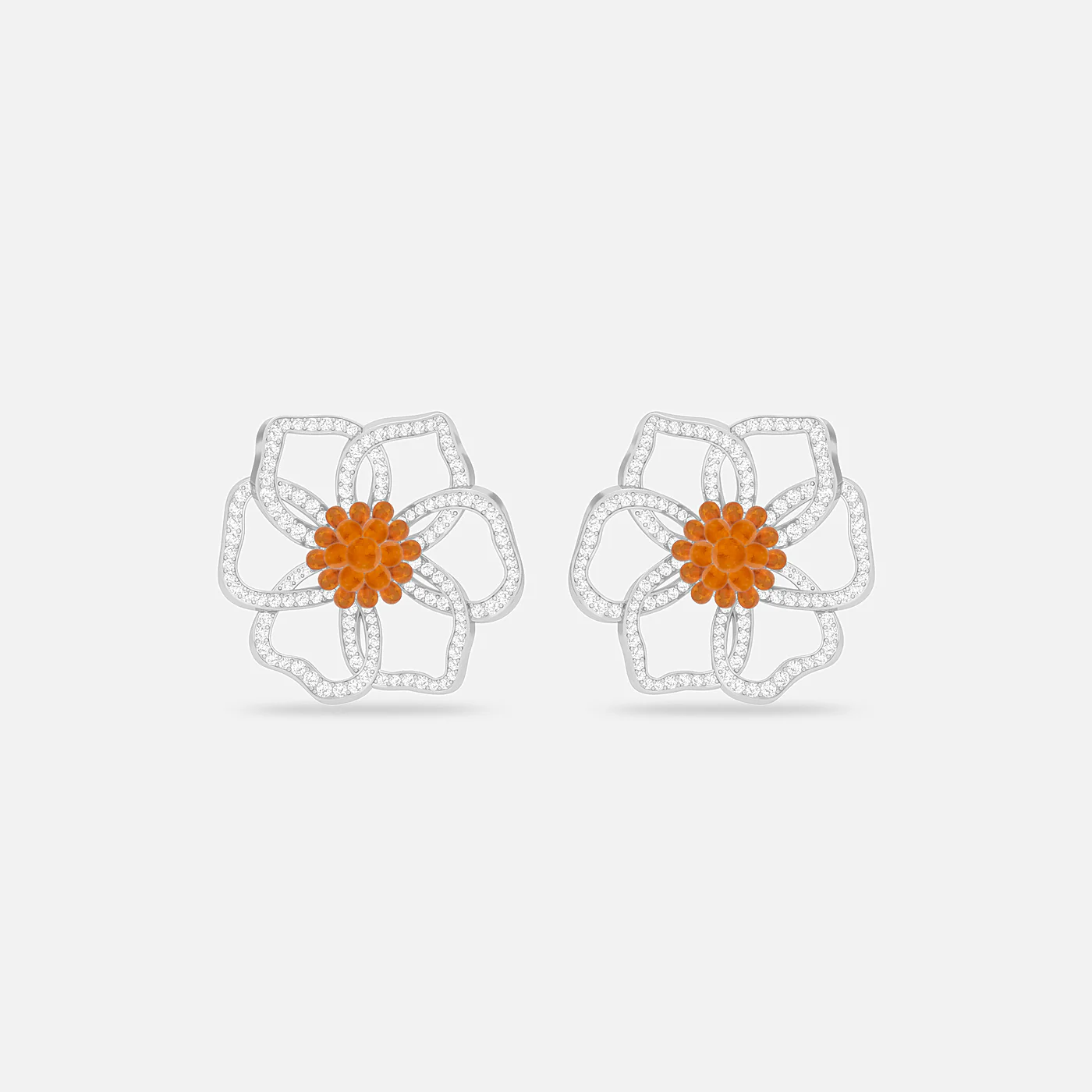 Spessartite and diamond rosette studs