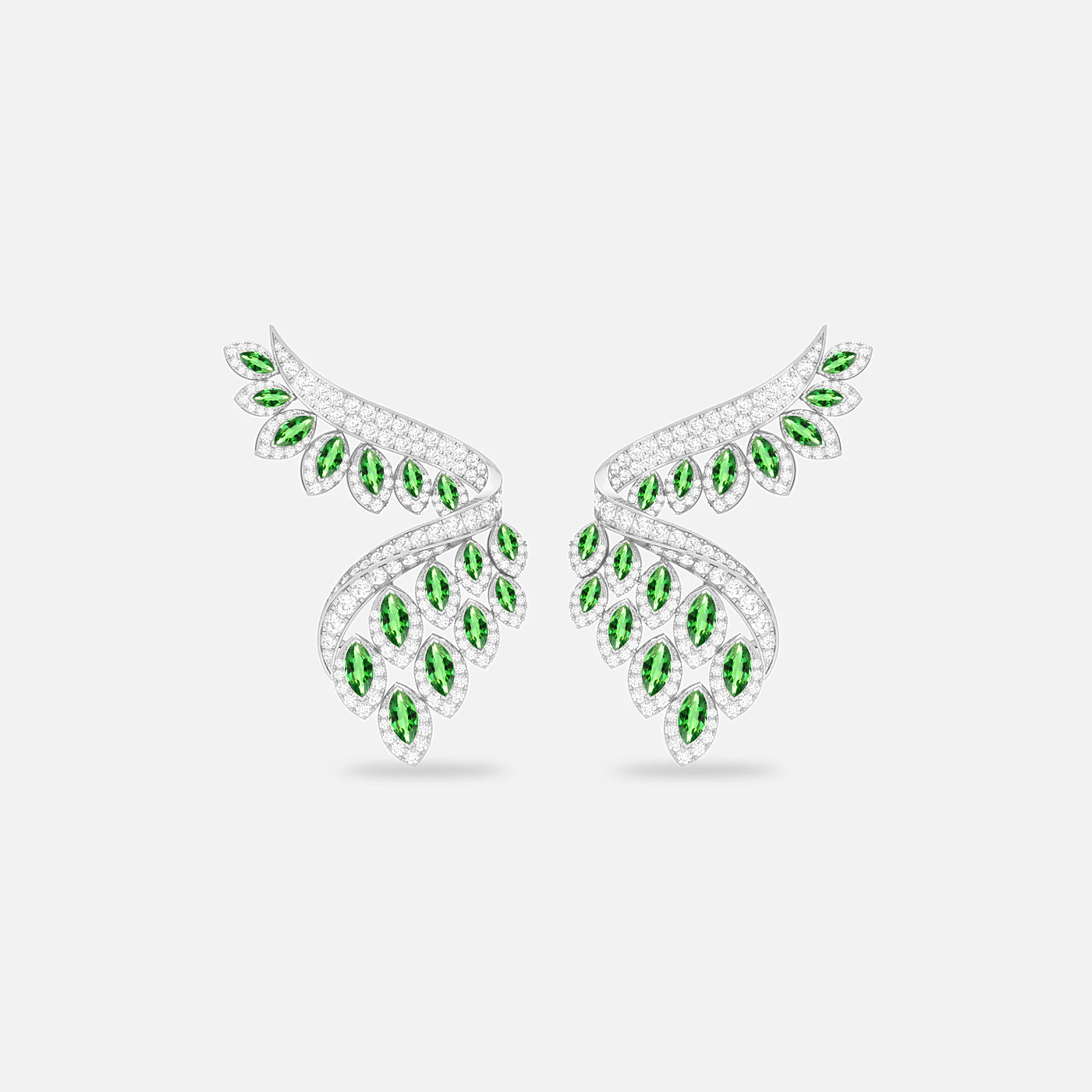 Tsavorite and diamond royal starling earrings