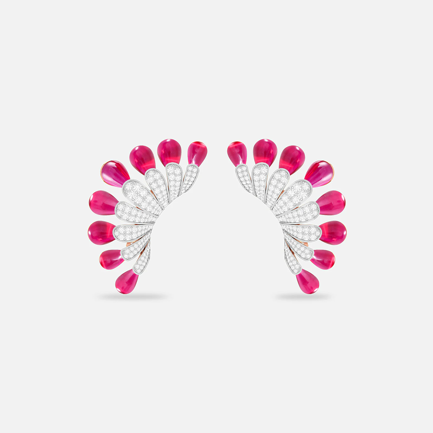 Pink spinel and diamond dome earrings